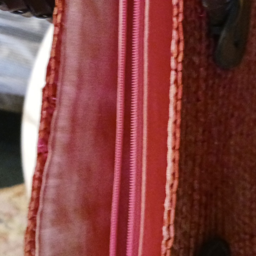 Pink Straw Satchel, 12 X 10, Vintage 1990s Bag, Linen Lined - Picture 6 of 6